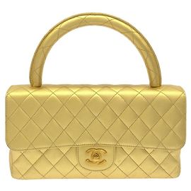 Chanel Gold Lamb Leather Handbag Golden