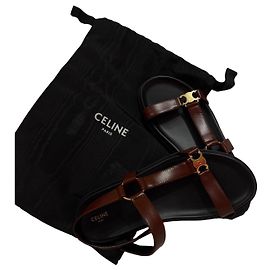 Céline Celine Brown Leather Sandals Brown