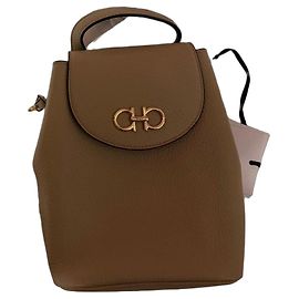 Salvatore Ferragamo Gancini Beige Leather Backpack Beige