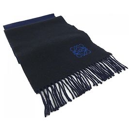 Loewe Cashmere and Wool Stole Black Blue