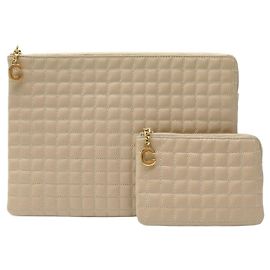 Céline BOLSA CLUTCH CELINE C CHARM 10B813BFL.03ND CARTEIRA 10B823BFL COURO Bege