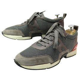 Hermès TÊNIS HERMES STARTER 182389ZH 42 COURO E SUEDE + CAIXA SNEAKERS Cinza