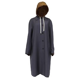 Miu Miu Buttoned Hooded Coat in Grey Mohair Wool Grey