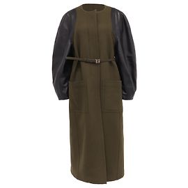 Fendi Raglan Sleeve Belted Coat in Olive Wool Green Olive green
