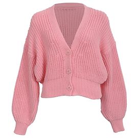 Iro Uberta Oversized Rippstrick-Cardigan aus Polyester in Rosa Braun Pink