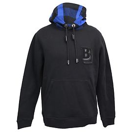 Burberry Samuel Karierter Kapuzenpullover mit Logo-Patch aus schwarzer Baumwolle Schwarz