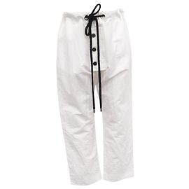 Pantalones con cordón y acentos de botones Marni en algodón blanco Blanco Crudo