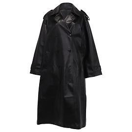 Dior Double-Breasted Coat in Black Lambskin Leather Black