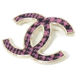 Chanel AB9482 Brosche Leder Schwarz Rosa Gold Schwarz Pink Golden
