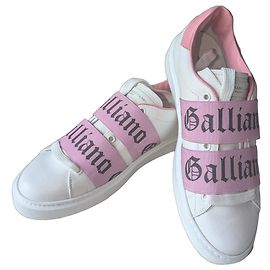 Baskets blanches et roses John Galliano Rose Blanc