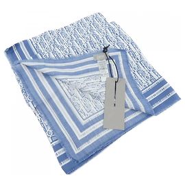 Stola blu e bianca Christian Dior Bianco Blu
