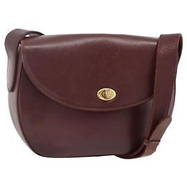 CARTIER Borsa a Spalla Must Line Pelle Bordeaux Oro Auth bs33585 D'oro Bordò