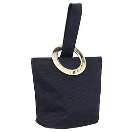 Céline Bolso Circular CELINE Nylon Marino Oro Auth 166247A Dorado Azul marino