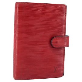LOUIS VUITTON Epi Agenda PM Day Planner Cover Red R20057 LV Auth LNZ128 Red
