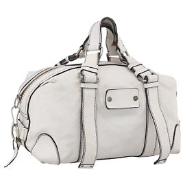 Chloé Bolsa de mão Chloe em couro branco prateado Auth bs33592 Prata Branco