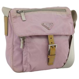 Borsa a Spalla PRADA Nylon Rosa Argento Auth LNZ394 Argento Rosa