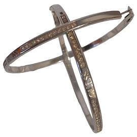 Brincos de argola Guess em prata com strass Prata