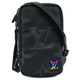 Louis Vuitton 3D Monogram Double Phone Pouch Shoulder Bag Black