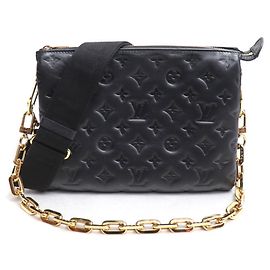 Louis Vuitton Monogram Embossed Coussin PM Shoulder Bag Black