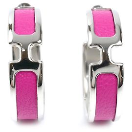 Hermès GP Leder Olympe Ohrringe Pink