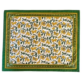 Mantelito Hermès Jungle Love – Robert Dallet – Algodón – Hecho en Francia – Verde Blanco Amarillo – 48,5 x 38,5 cm Blanco Dorado Verde Amarillo Verde oscuro