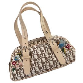 Bolsa de boliche Dior Monogram Florido Marrom Multicor Bege