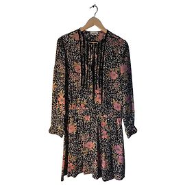 Zadig & Voltaire Robe Remus en soie à fleurs noire Noir