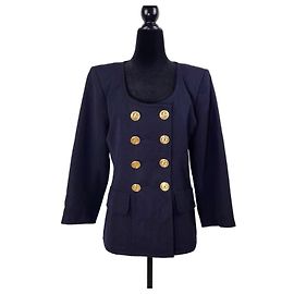 Yves Saint Laurent YSL Rive Gauche navy blue jacket 1992, doublebreasted wool jacket, boat outfit Navy blue