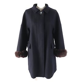 Autre Marque MACKINTOSH PHILOSOPHY Wool Rabbit Fur Coat Blue Navy blue