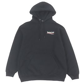 Sudadera de algodón con estampado de logo de campaña Balenciaga Negro