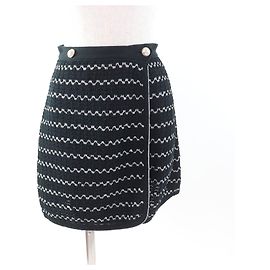 Saia de algodão e rayon Chanel P49277 Preto Branco