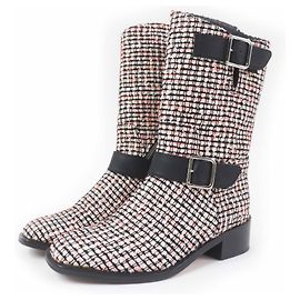 Chanel COCO Mark Tweed Leather Boots Multiple colors