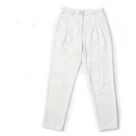 Chanel COCO Button Cotton Polyester Denim Pants Blue