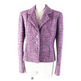 Chanel 22P Lion Button Acrylic Polyester Jacket Purple