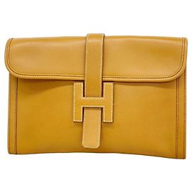 Borsa Clutch Jige PM di Hermès in Pelle Ardennes Oro D'oro