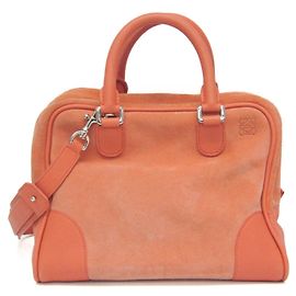 Loewe Amazona 28 Suede and Leather Handbag Orange