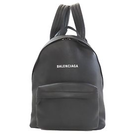 Balenciaga Leather Logo Backpack Black