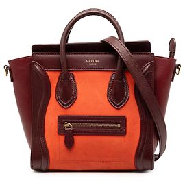 Céline Celine Laranja Nano Tricolor Nubuck e Bolsa de Viagem em Couro de Bezerro Laranja