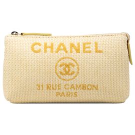 Chanel Deauville Tasche aus gelbem Raffia Andere Gelb