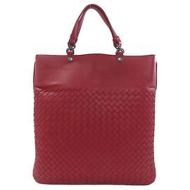 Bottega Veneta Red Intrecciato Tote Bag Red