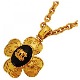 Collana con motivo floreale Chanel Coco Mark Nero D'oro