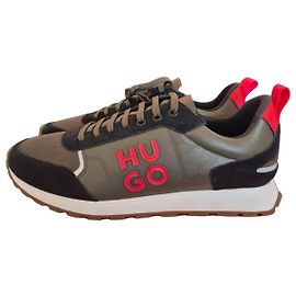 Hugo Boss Ice line leather sneakers black khaki Black Khaki