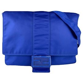 Borsa Messenger Baguette Fendi Blu