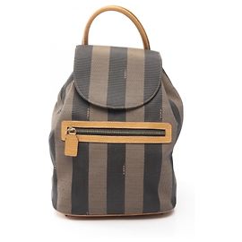 Fendi Pequin Backpack/Handbag Brown Black Beige