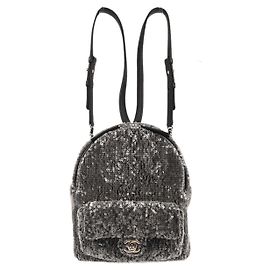 Chanel Waterfall Sequins with Leather Mini Black