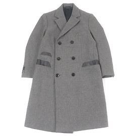 Hermès Hermes Double Chester Coat Super 100s Wool Lamb Leather Coat Grey