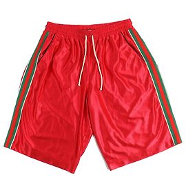 Bermuda de poliéster com patch logo Gucci e linha web Vermelho
