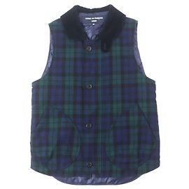Autre Marque COMME des GARCONS HOMME Best Check Pattern Wool Nylon Cotton Collar Padded Jacket Green Navy blue