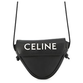 Céline Celine Mini Triangle Leather Shoulder Bag Black