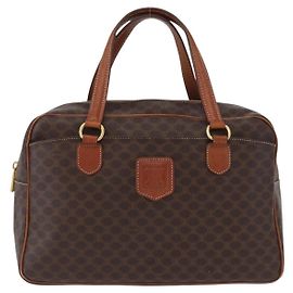 Céline Celine Vintage Macadam Canvas and Leather Marron